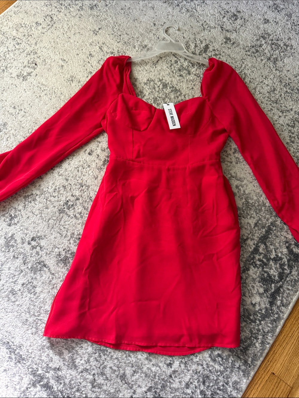 Steve Madden Red Long-Sleeve Sweetheart Dress